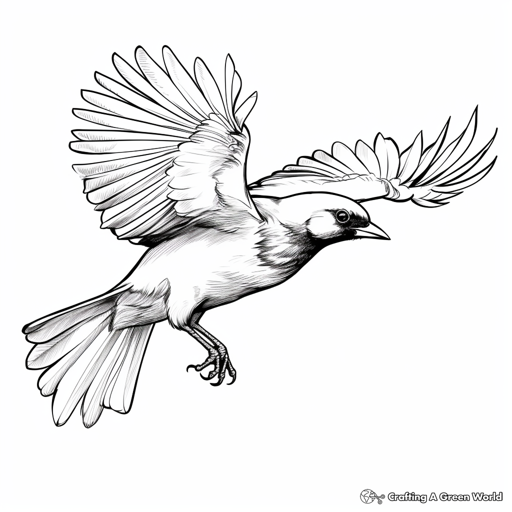 Crow-in-Flight Coloring Sheets for Bird Enthusiasts 3