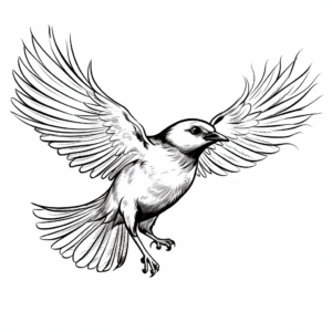 Crow-in-Flight Coloring Sheets for Bird Enthusiasts 4