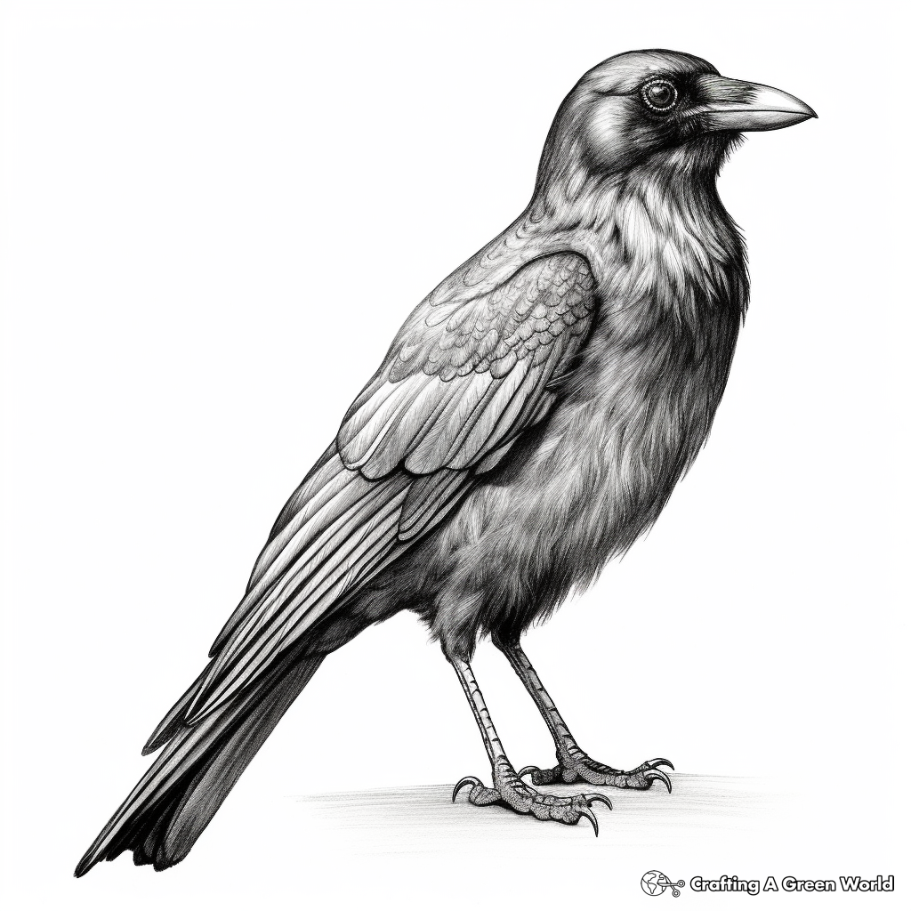 Crow Pencil Sketch Coloring Pages for Artists 1