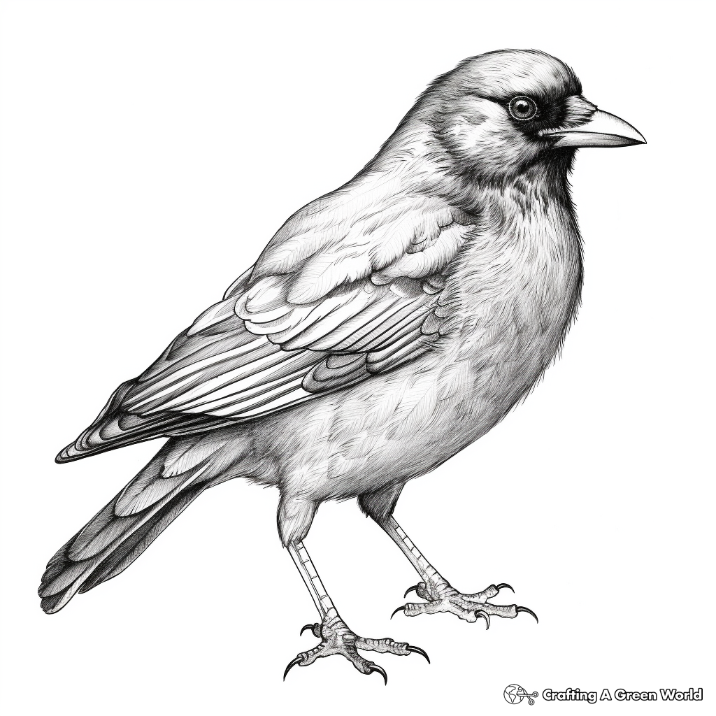Crow Pencil Sketch Coloring Pages for Artists 2