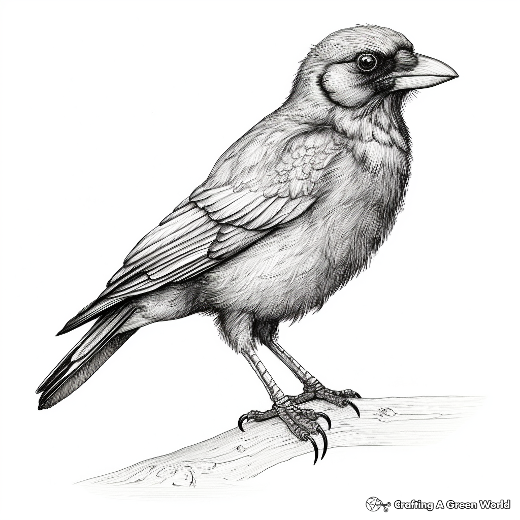 Crow Pencil Sketch Coloring Pages for Artists 3