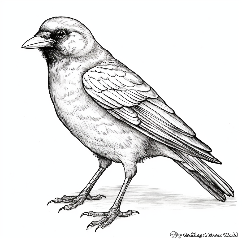 Crow Pencil Sketch Coloring Pages for Artists 4