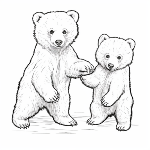 Cubs Playing: Grizzly Bear Cub Coloring Pages 3