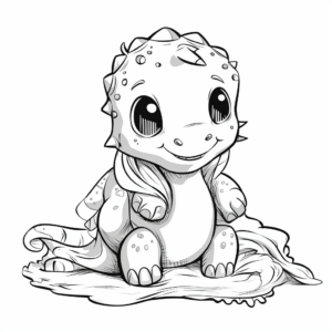 Cuddly Baby T Rex: Bedtime Theme Coloring Pages 1