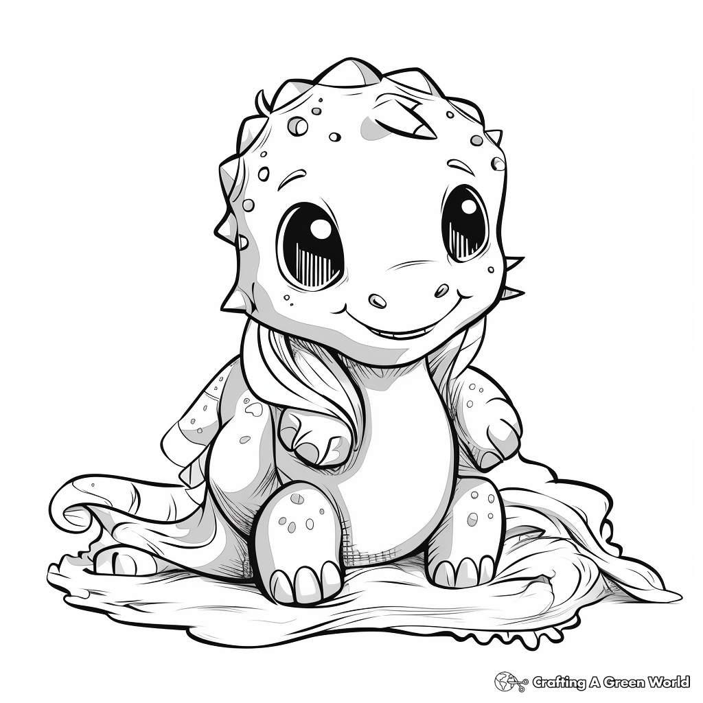 Cuddly Baby T Rex: Bedtime Theme Coloring Pages 1