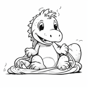 Cuddly Baby T Rex: Bedtime Theme Coloring Pages 2