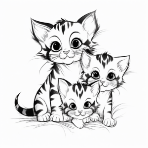 Cuddly Bengal Kittens Coloring Pages 1