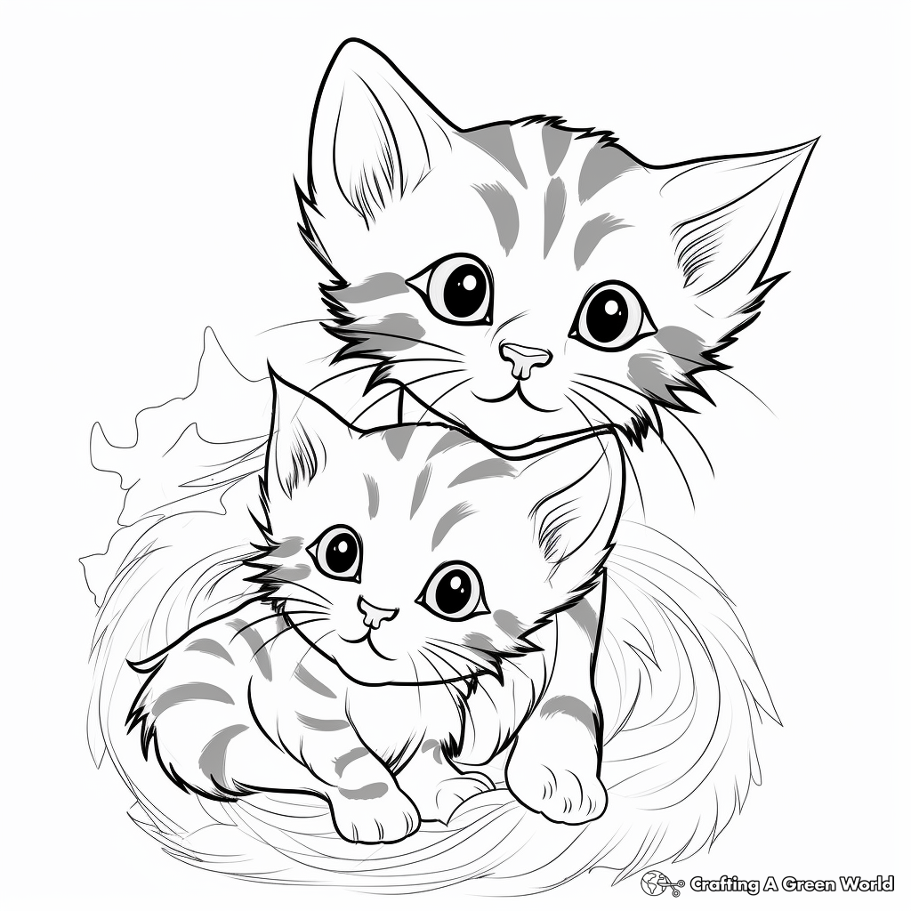Cuddly Bengal Kittens Coloring Pages 2