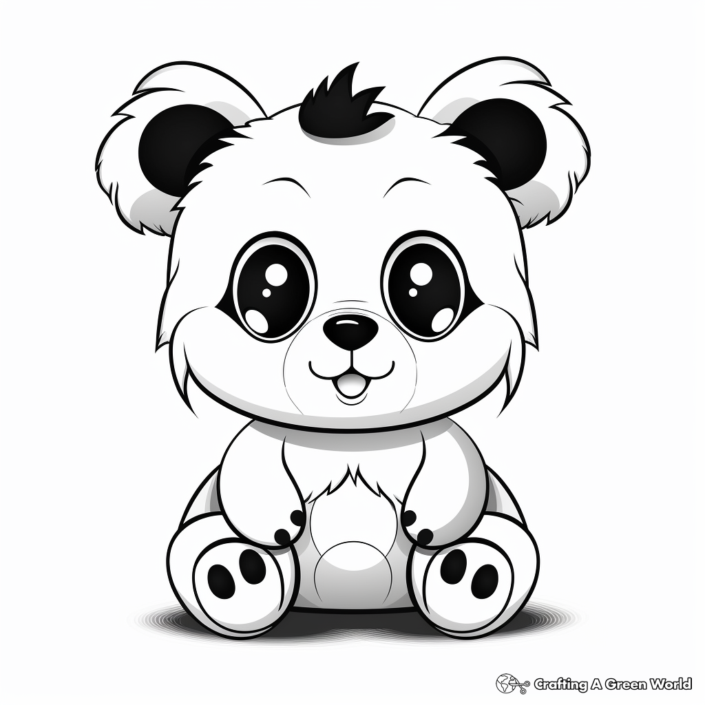 Cuddly Big-Eyed Panda Coloring Pages 1