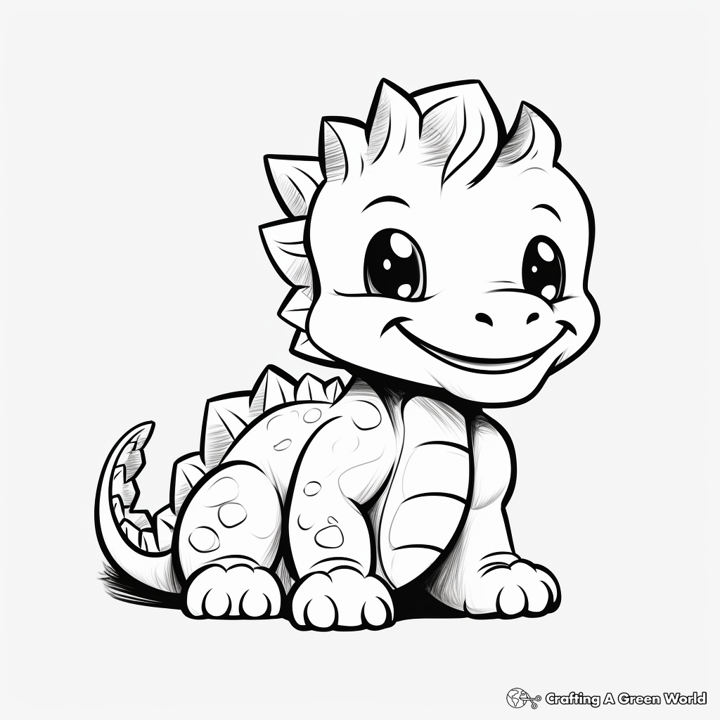 Cuddly Dinosaur Babies Coloring Page 2