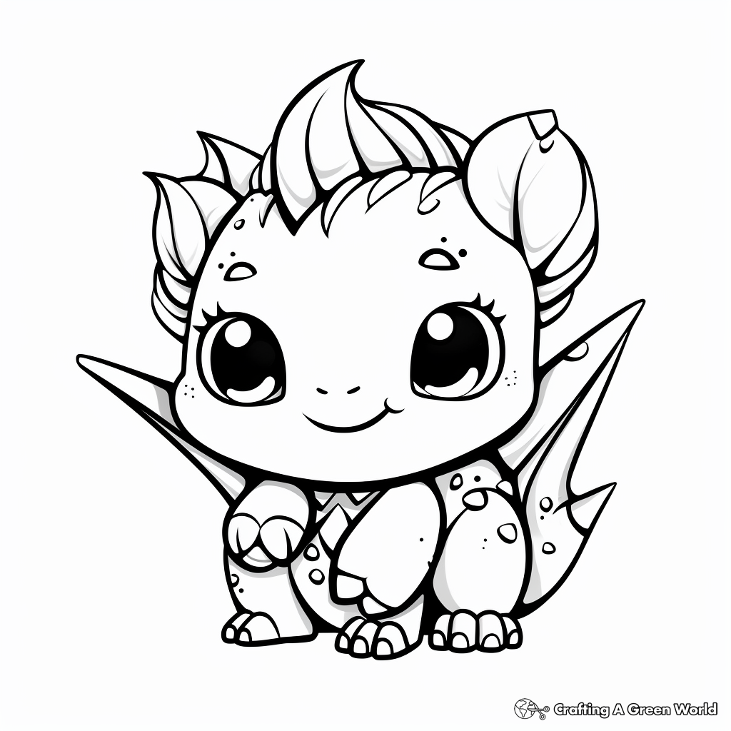 Cuddly Kawaii Baby Dino Coloring Pages 2