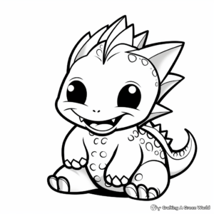 Cuddly Kawaii Baby Dino Coloring Pages 4