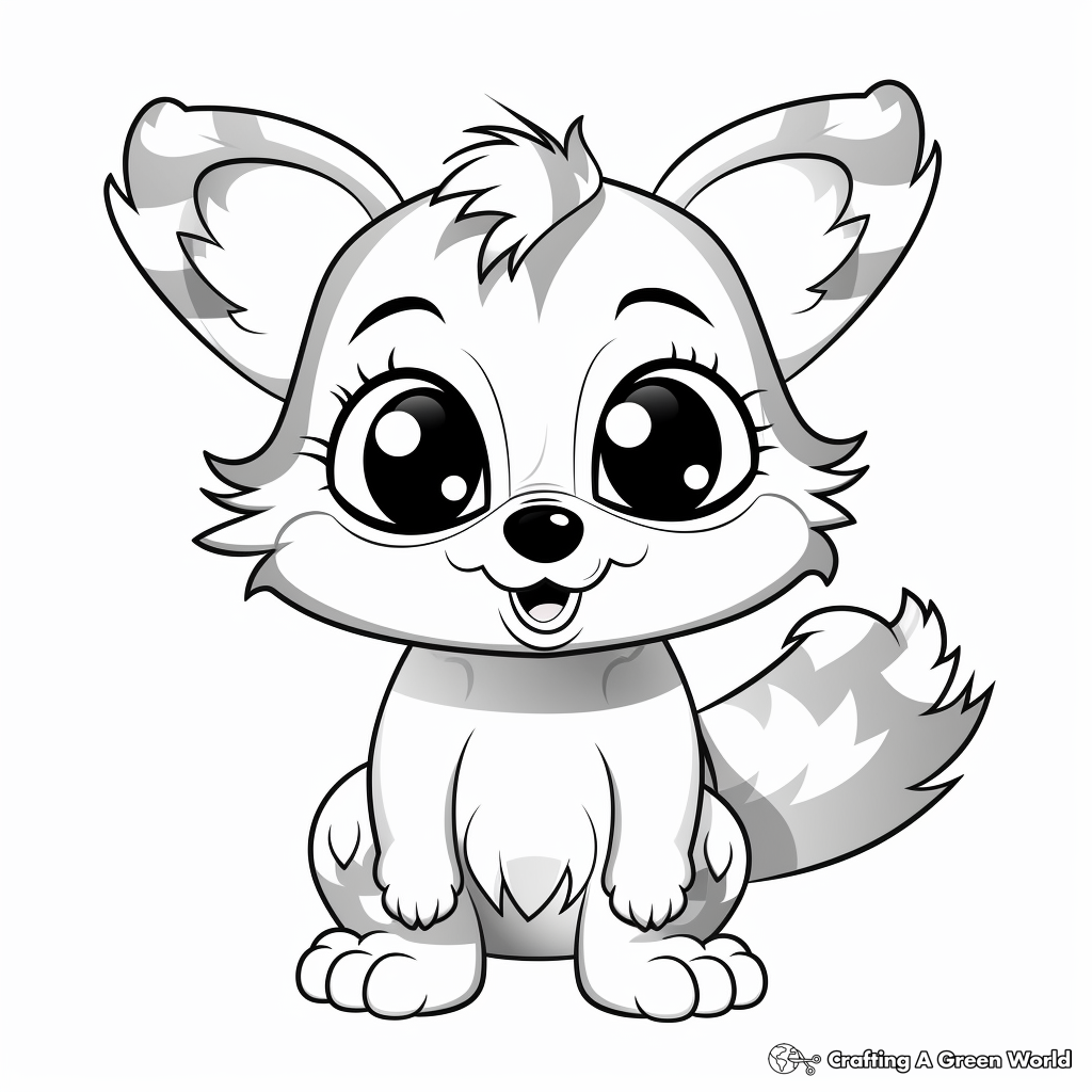Cuddly Raccoon with Big Eyes Coloring Pages 1