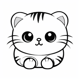 Cuddly Scottish Fold Cat Face Coloring Pages 1