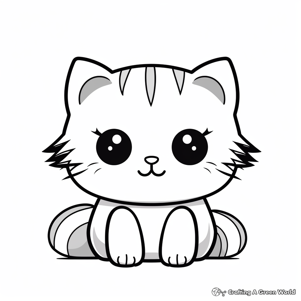 Cuddly Scottish Fold Cat Face Coloring Pages 2