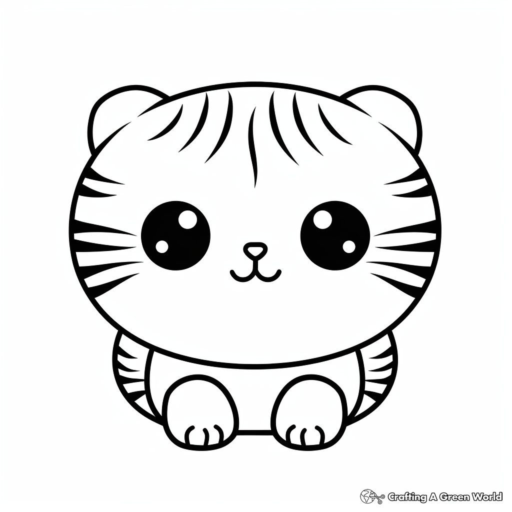 Cuddly Scottish Fold Cat Face Coloring Pages 3