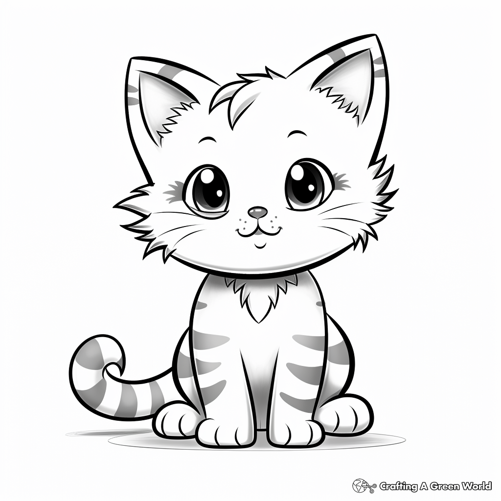 Cuddly Shorthair Kitty Coloring Pages for Kids 1