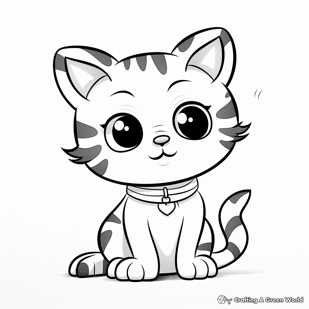 Cuddly Shorthair Kitty Coloring Pages for Kids 2