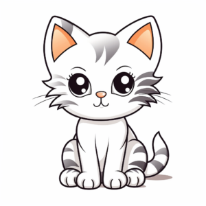 Cuddly Shorthair Kitty Coloring Pages for Kids 4