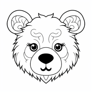 Cuddly Teddy Bear Face Coloring Pages for Children 1