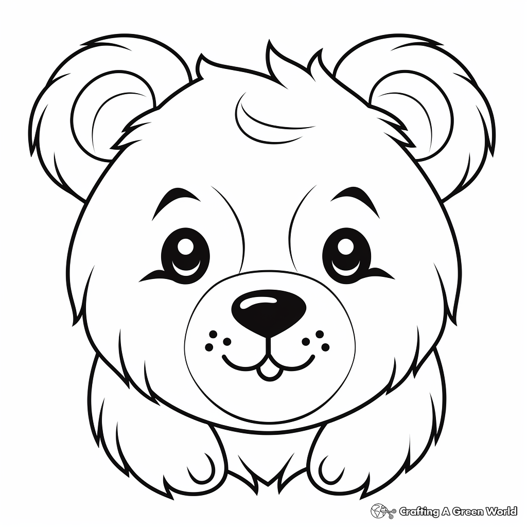 Cuddly Teddy Bear Face Coloring Pages for Children 2