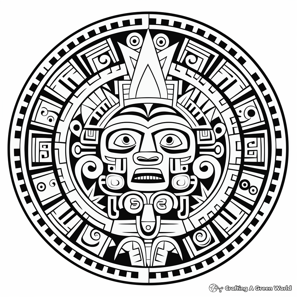 Cultural Aztec Mandala Coloring Pages 1