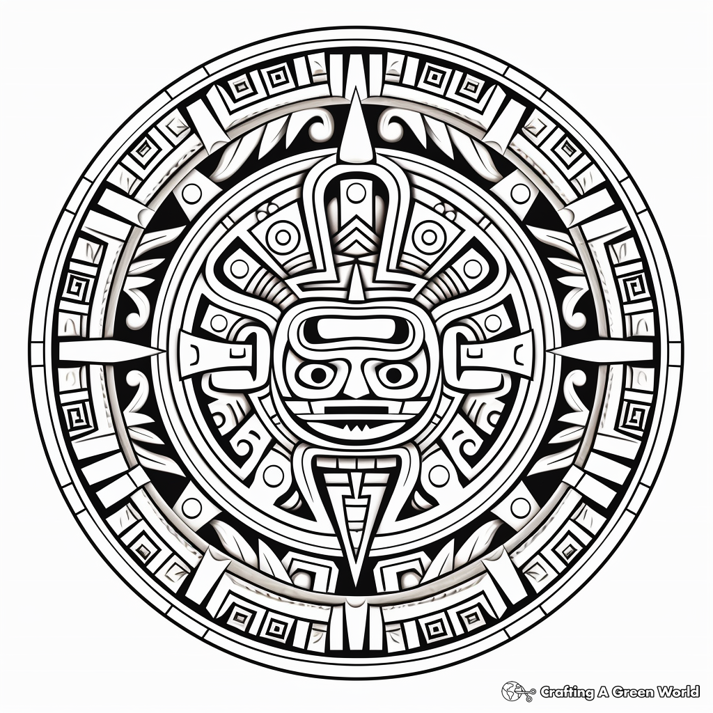 Cultural Aztec Mandala Coloring Pages 2