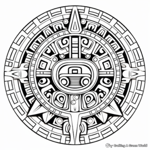 Cultural Aztec Mandala Coloring Pages 3