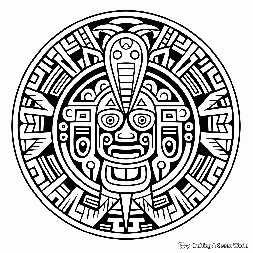 Cultural Aztec Mandala Coloring Pages 4