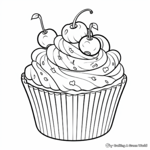 Cupcake with fruits on the top Coloring Pages 1