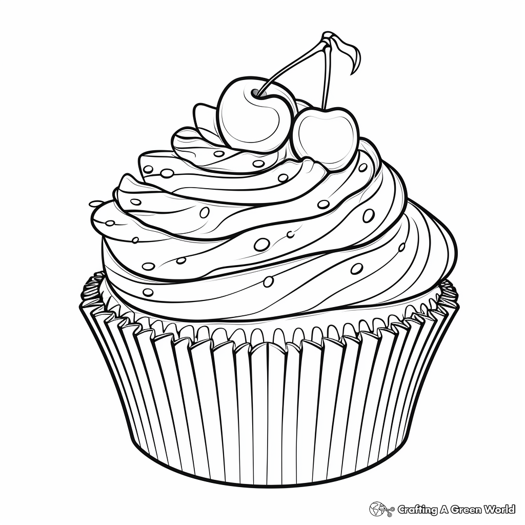 Cupcake with fruits on the top Coloring Pages 2