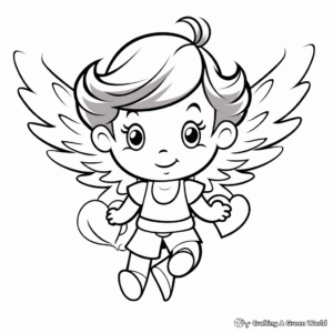 Cupid's Heart with Wings Coloring Pages 1