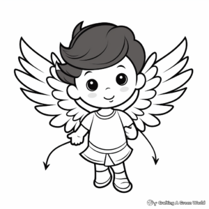 Cupid's Heart with Wings Coloring Pages 2
