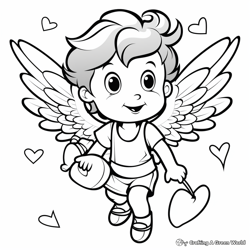 Cupid's Heart with Wings Coloring Pages 3