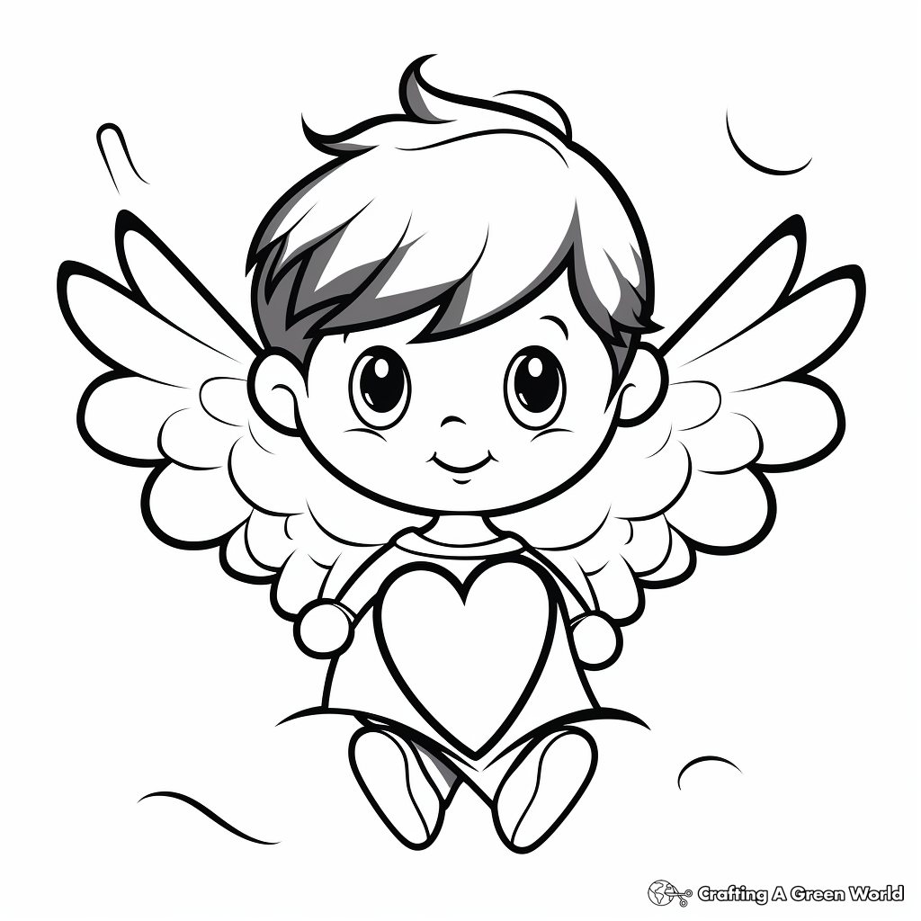 Cupid's Heart with Wings Coloring Pages 4