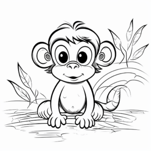 Curious Monkey with Big Eyes Coloring Pages 1