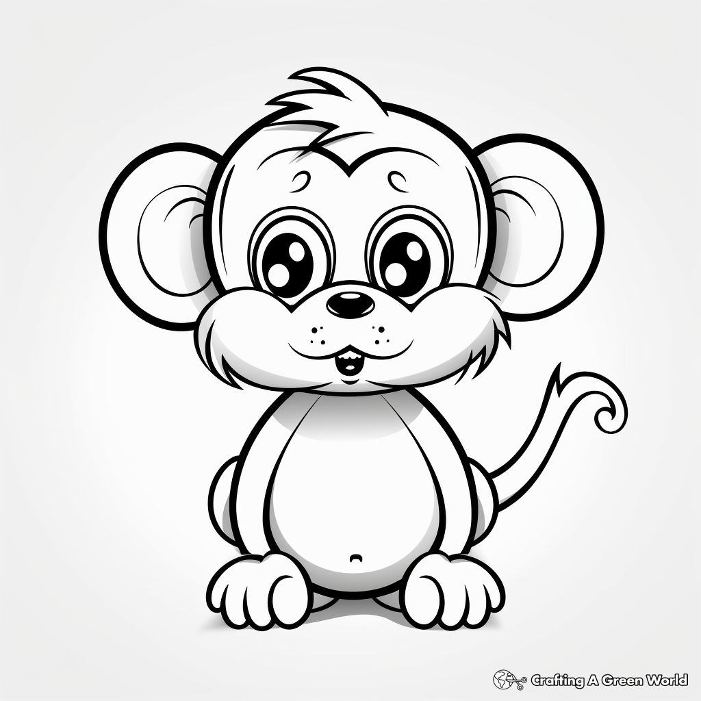 Curious Monkey with Big Eyes Coloring Pages 2