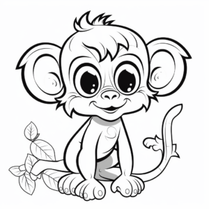 Curious Monkey with Big Eyes Coloring Pages 3