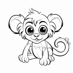 Curious Monkey with Big Eyes Coloring Pages 4
