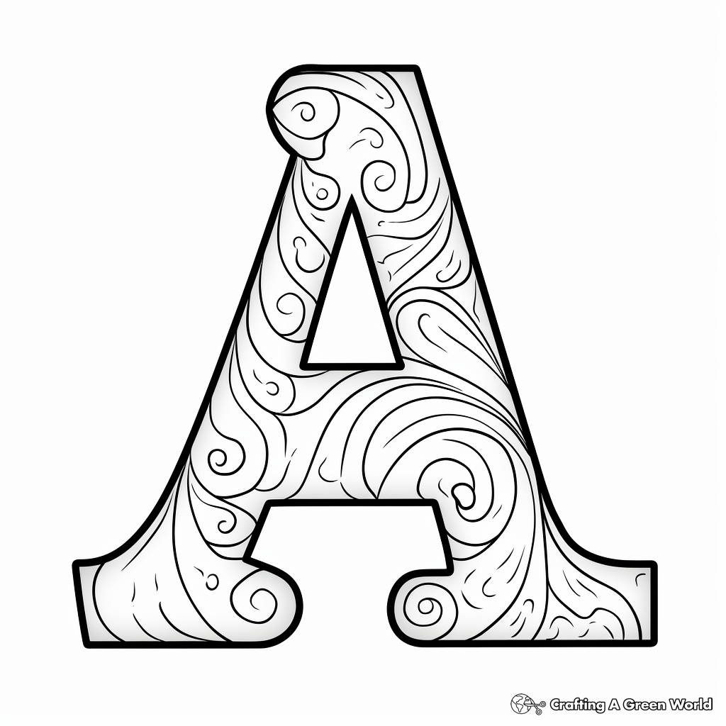 Cursive 'A' Coloring Pages for Practice 2