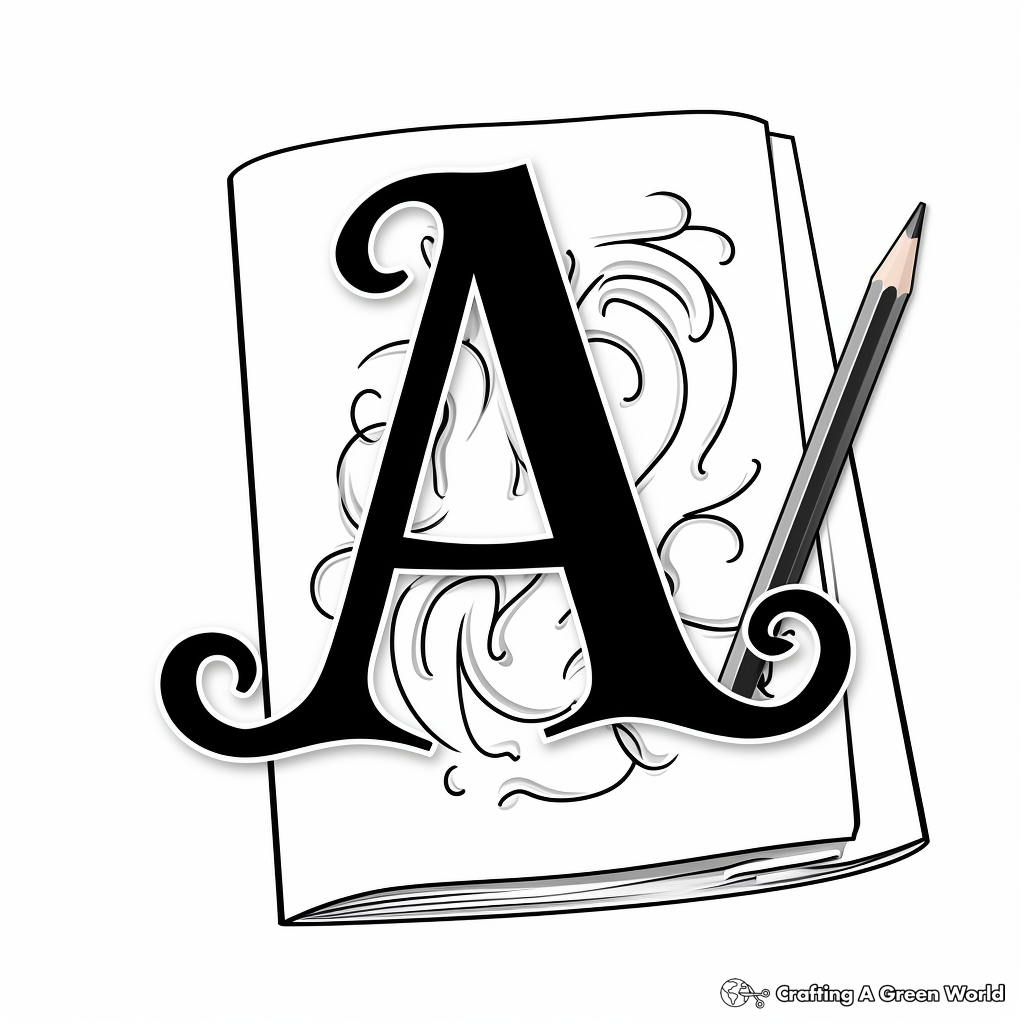 Cursive 'A' Coloring Pages for Practice 3