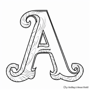 Cursive 'A' Coloring Pages for Practice 4
