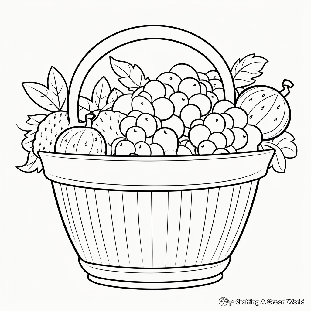 Customizable Fruit Basket Coloring Pages for Creative Kids 4