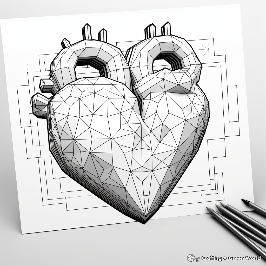 Cute 3D Heart Shapes Design Coloring Pages 2