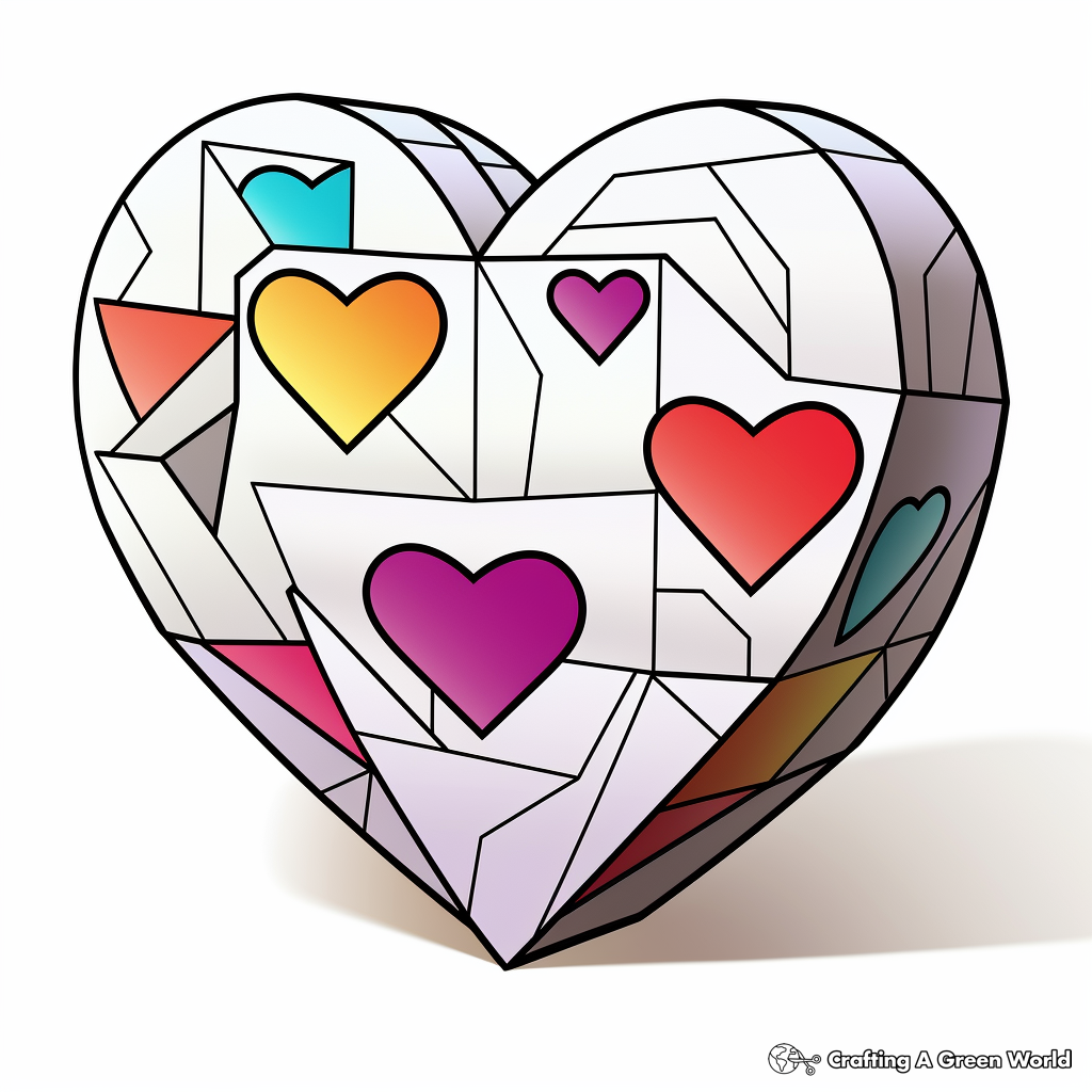 Cute 3D Heart Shapes Design Coloring Pages 3