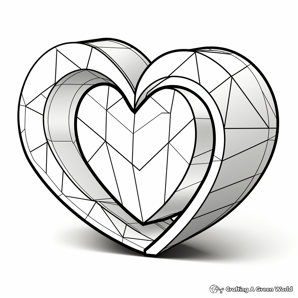Cute 3D Heart Shapes Design Coloring Pages 4