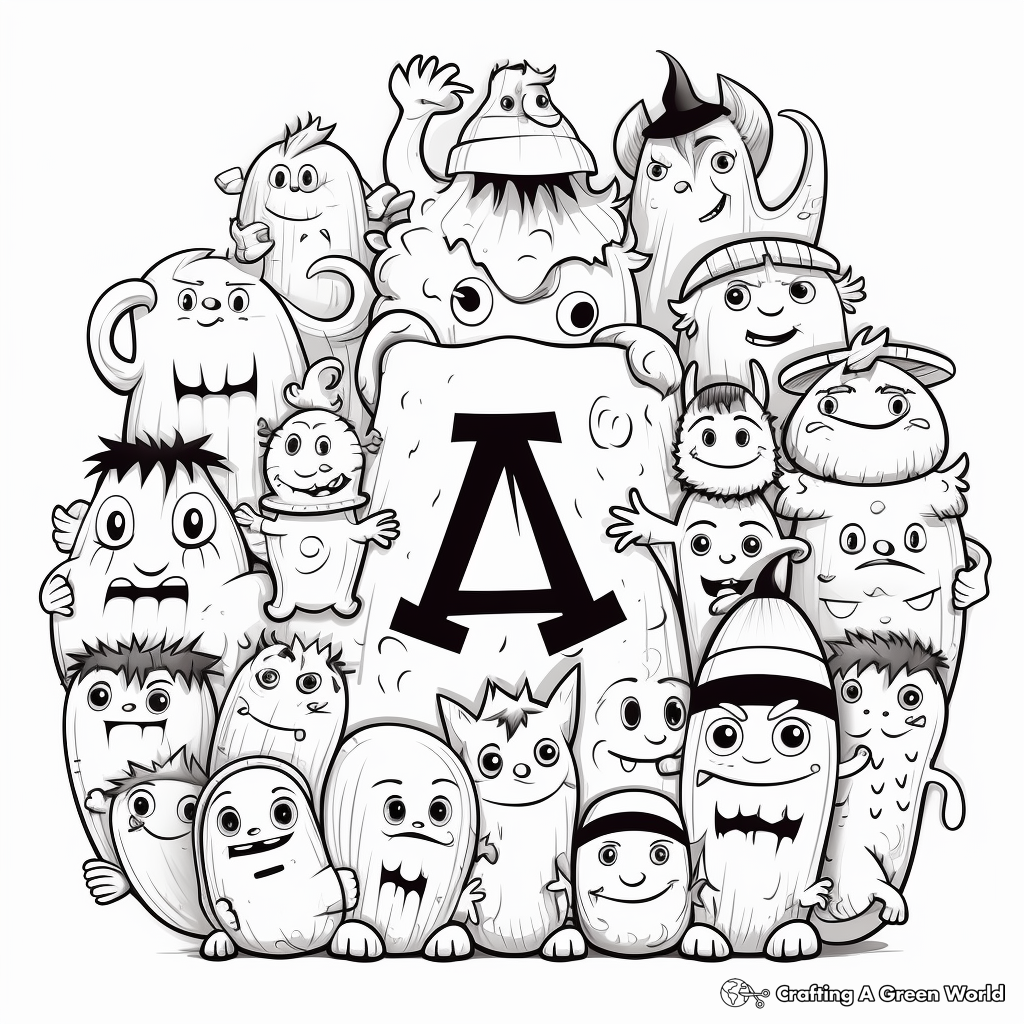 Cute Alphabet Monsters Coloring Pages for Kids 1
