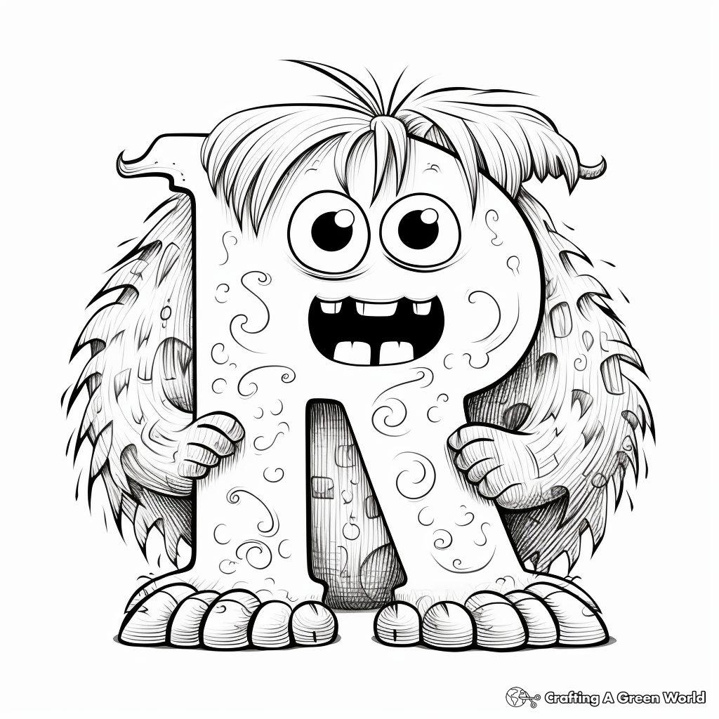 Cute Alphabet Monsters Coloring Pages for Kids 3