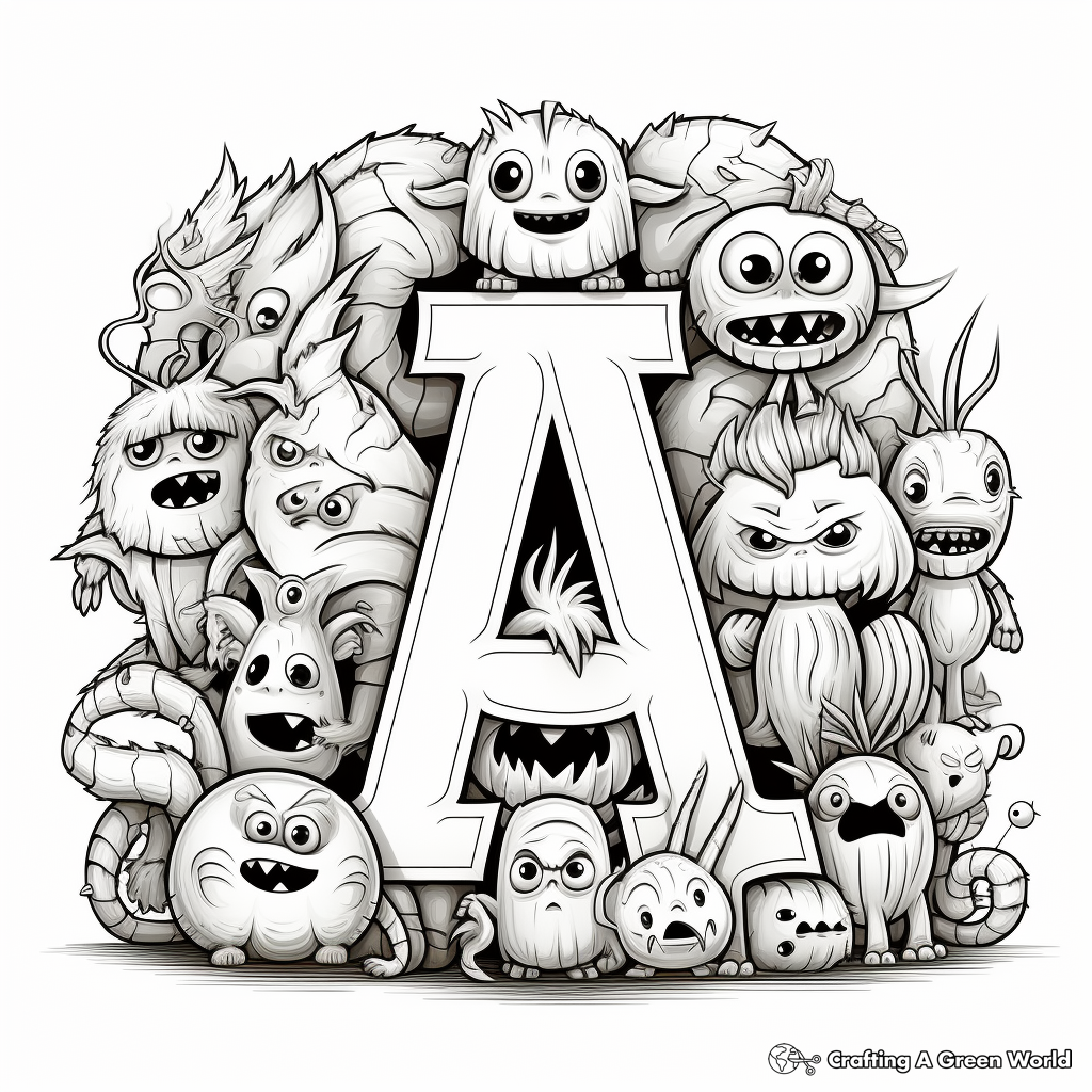Cute Alphabet Monsters Coloring Pages for Kids 4