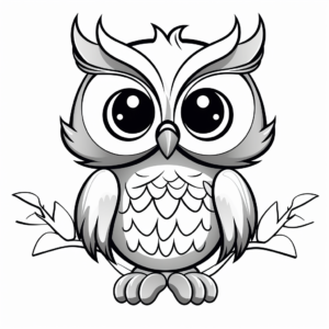 Cute and Big-Eyed Owl Coloring Pages 1